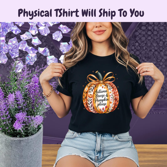Vintage Style Pumpkin T-Shirt: Autumn Breeze & Pumpkin Please