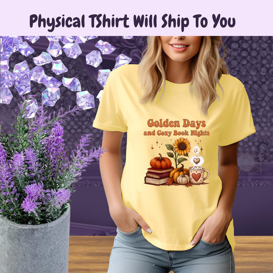 Cozy Book Nights T-Shirt: Comfort Colors Autumn Reading Tee
