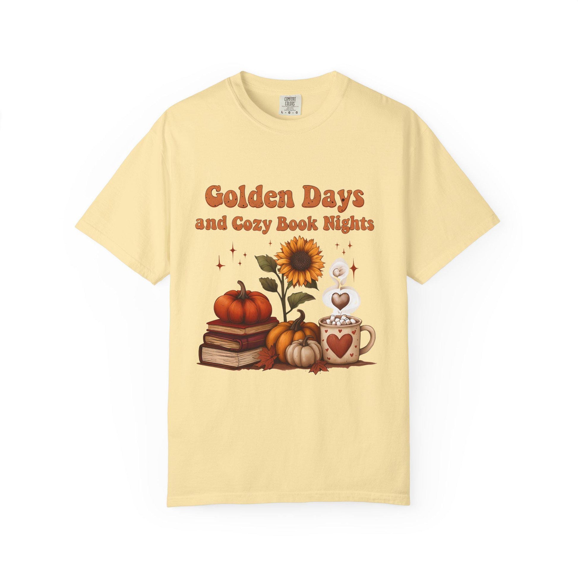 Cozy Book Nights T-Shirt: Comfort Colors Autumn Reading Tee