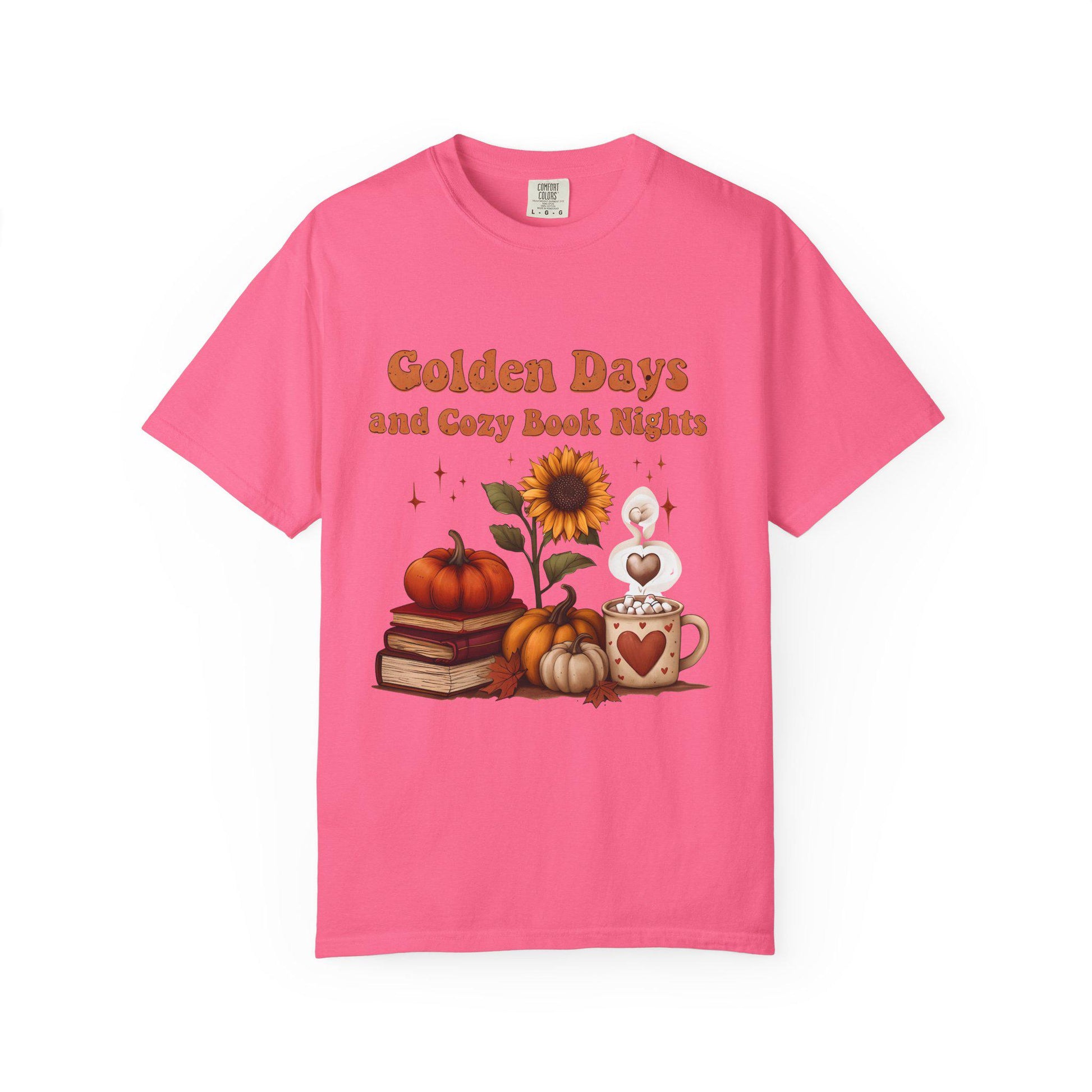 Cozy Book Nights T-Shirt: Comfort Colors Autumn Reading Tee