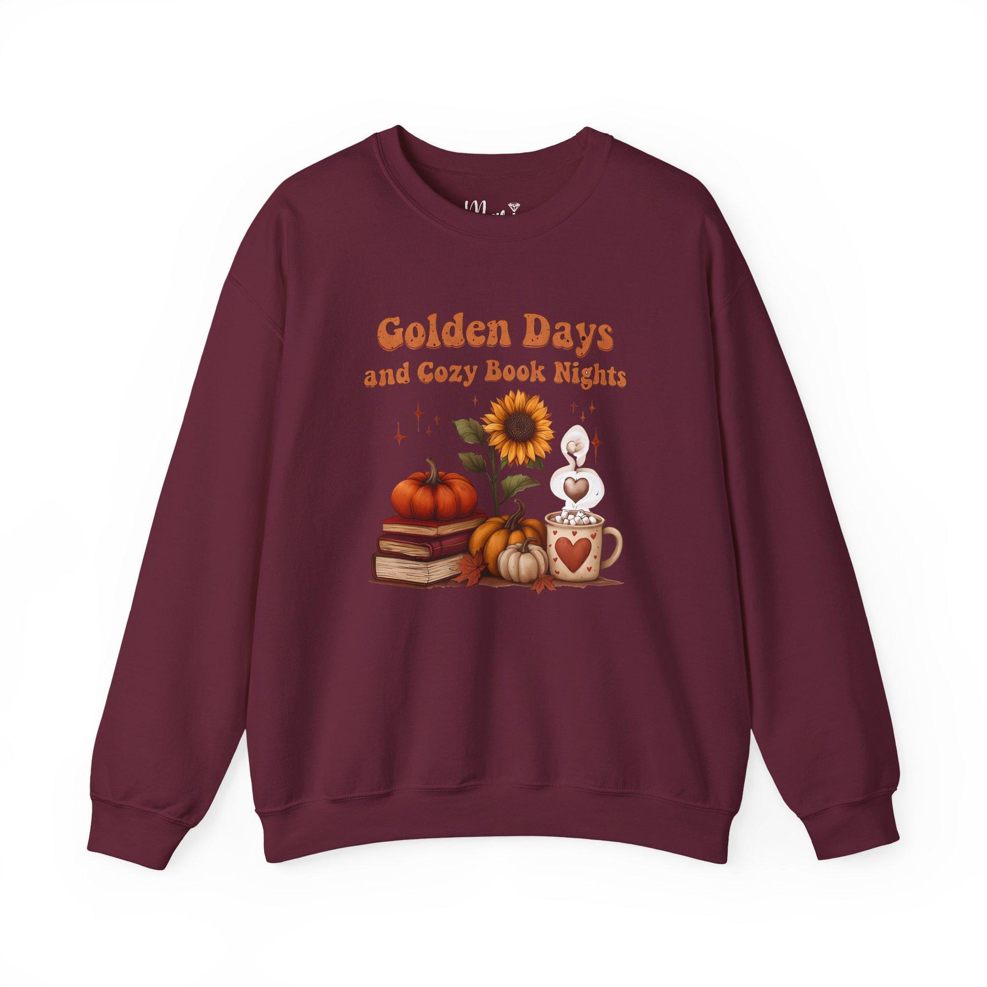 Autumn Reading Crewneck Sweatshirt: Sunflower, Books & Cocoa
