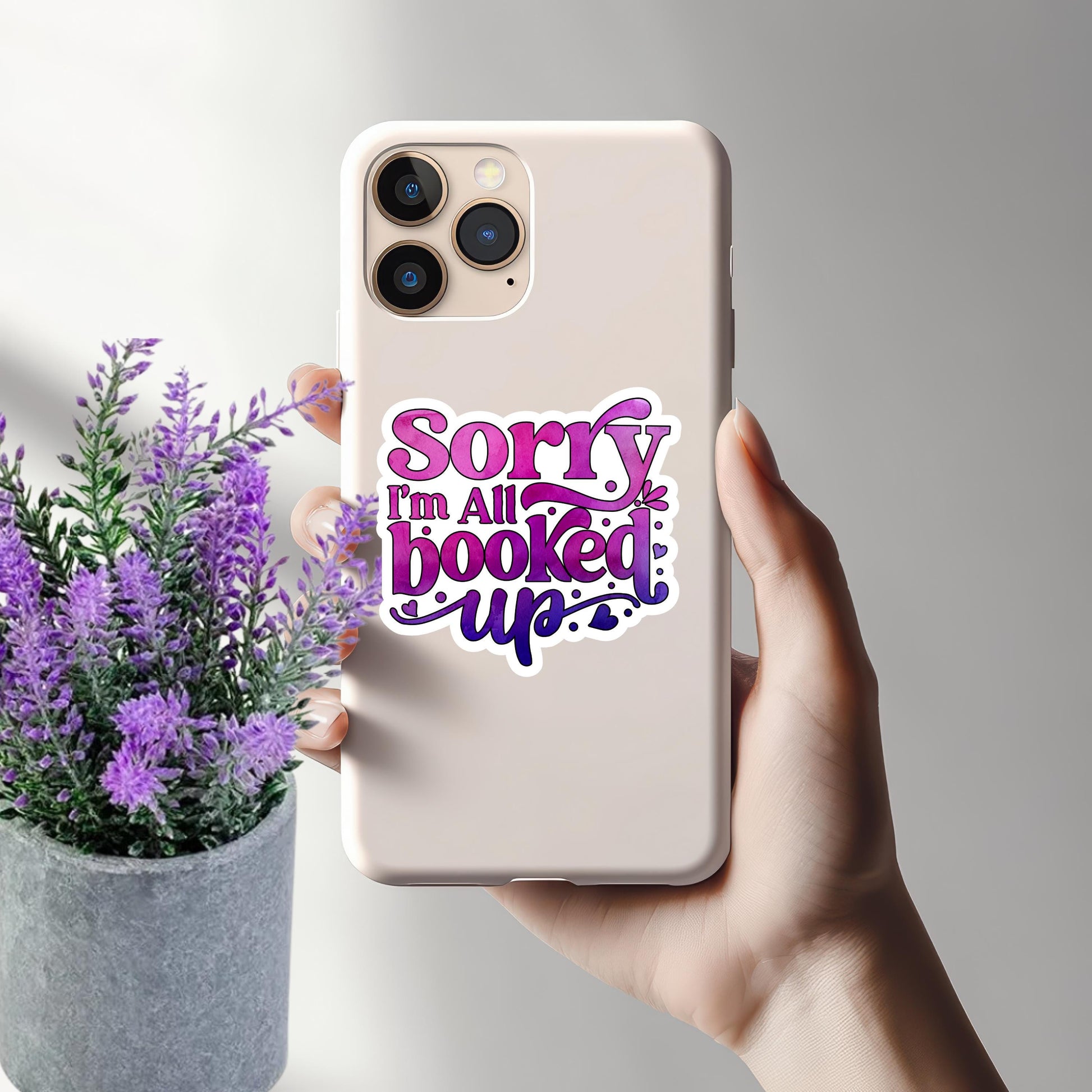 Sorry I'm All Booked Up Sticker: Water-Resistant Vinyl Decal for Book Lovers