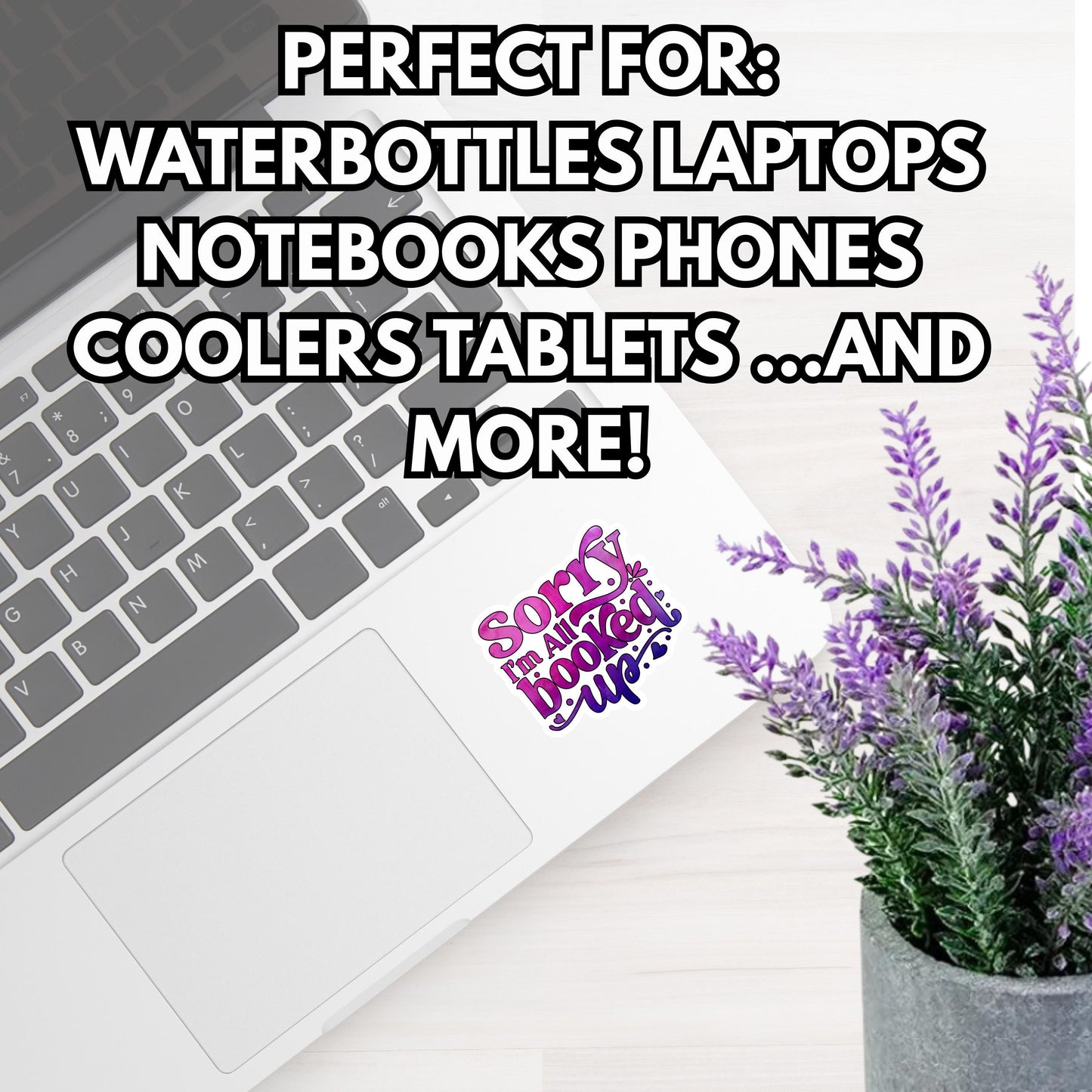Sorry I'm All Booked Up Sticker: Water-Resistant Vinyl Decal for Book Lovers