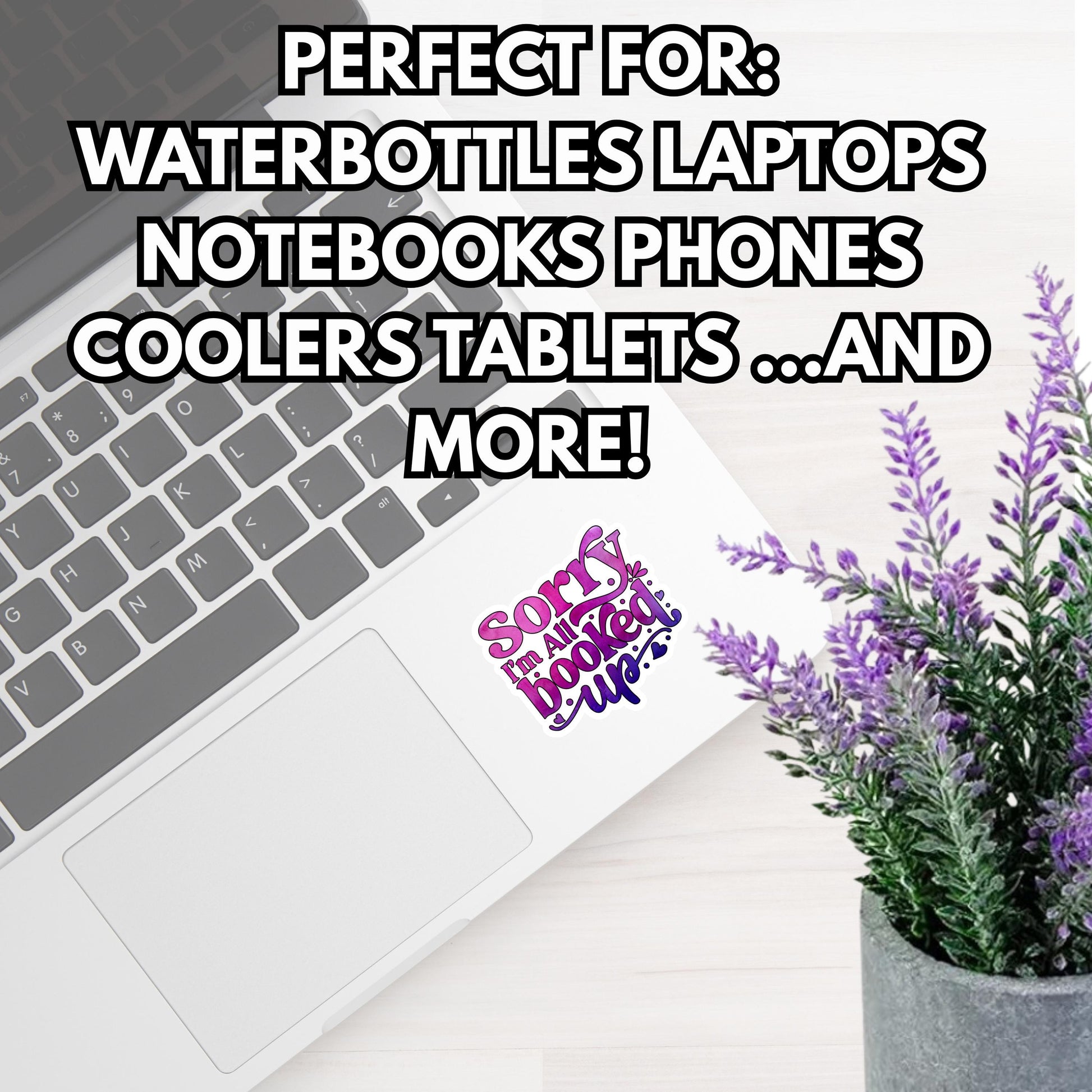 Sorry I'm All Booked Up Sticker: Water-Resistant Vinyl Decal for Book Lovers