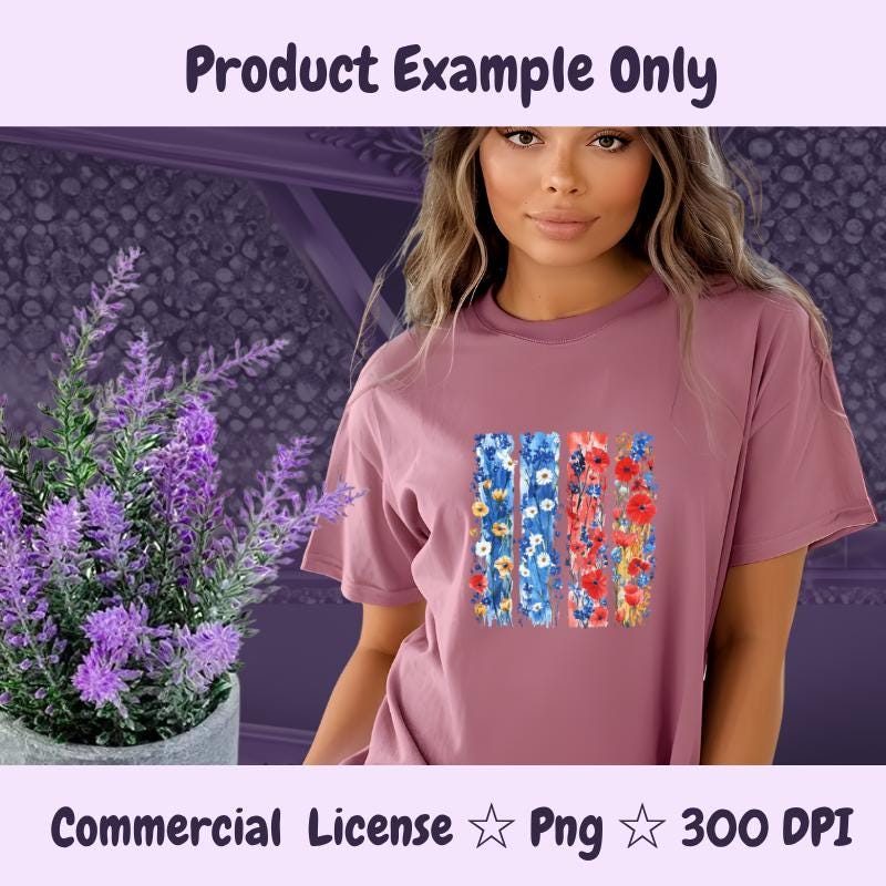 Wildflower Brushstroke PNG | Watercolor Floral Strips Clipart | Red Blue Boho Flowers Sublimation | 300 DPI Instant Download