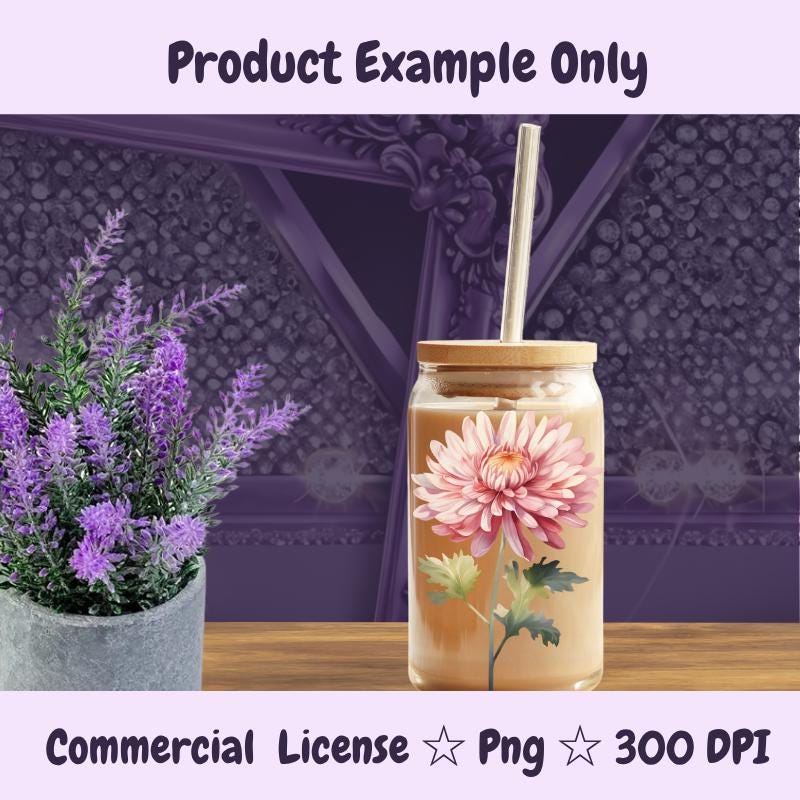 November Birth Flower PNG | Chrysanthemum Clipart | Fall Floral PNG for Sublimation, Stickers, Cards | 300 DPI Transparent Download