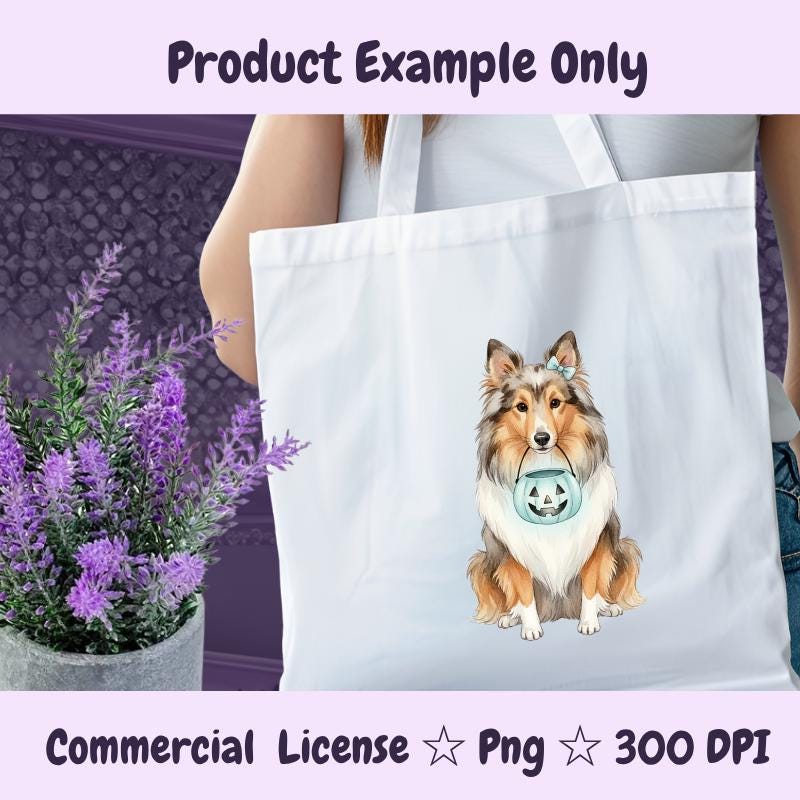 Shetland Sheepdog Halloween PNG, Sheltie Dog Clipart with Pumpkin, Fall Dog Sublimation Design, Digital Download