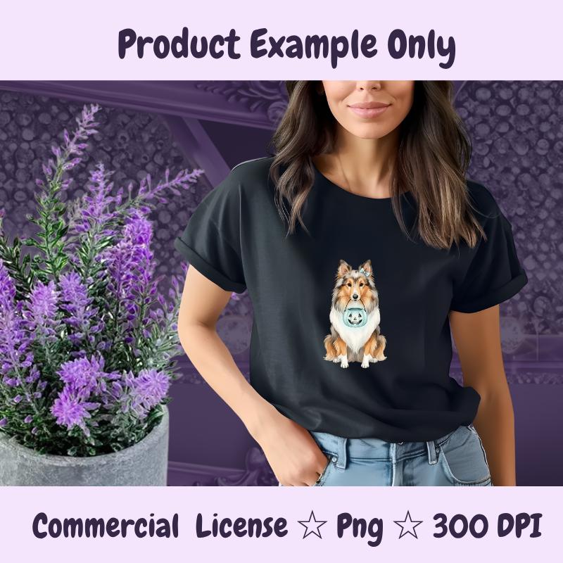 Shetland Sheepdog Halloween PNG, Sheltie Dog Clipart with Pumpkin, Fall Dog Sublimation Design, Digital Download
