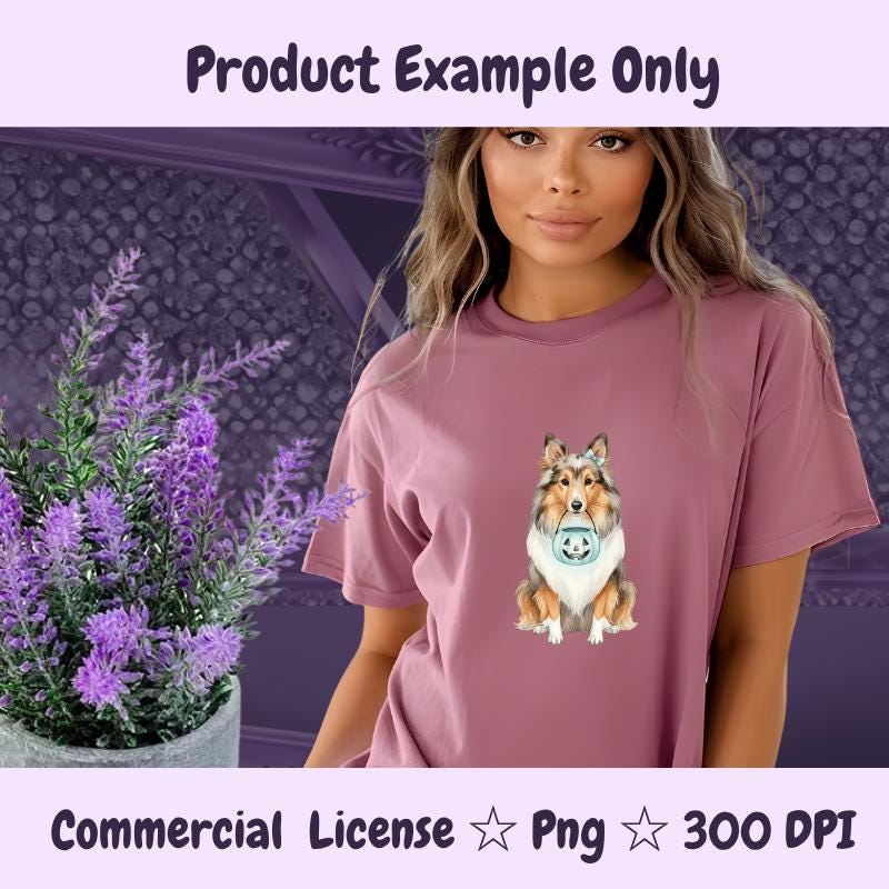 Shetland Sheepdog Halloween PNG, Sheltie Dog Clipart with Pumpkin, Fall Dog Sublimation Design, Digital Download