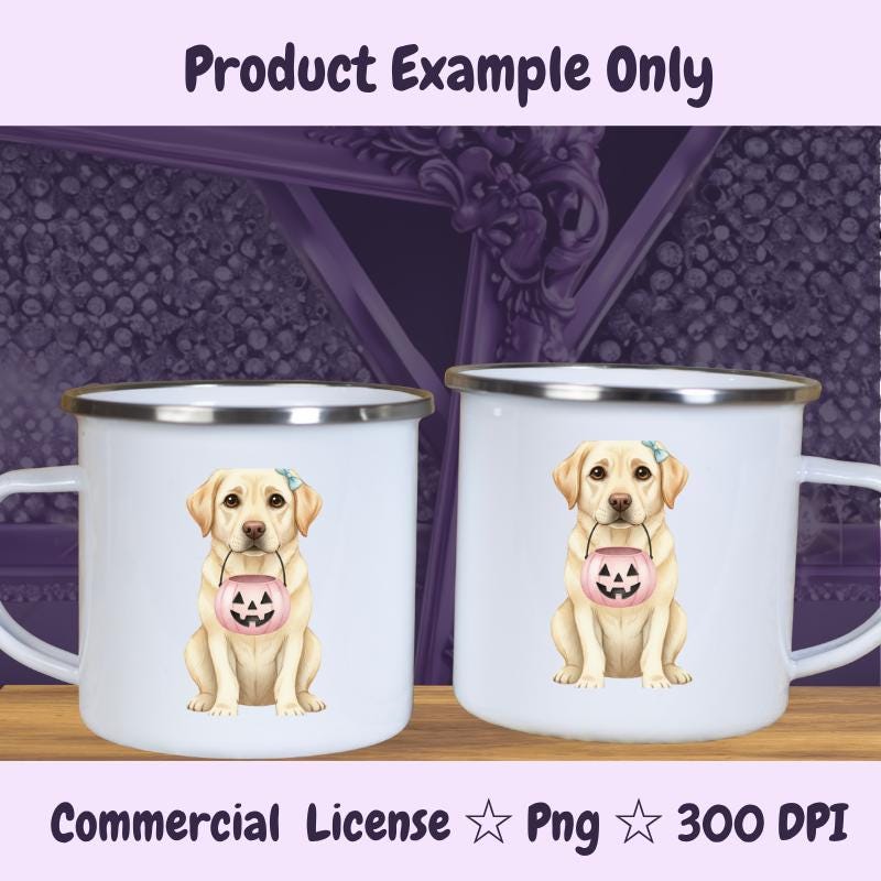 Labrador Halloween PNG, Yellow Lab Dog Clipart with Pumpkin, Cute Fall Sublimation Design, Digital Download for Crafters