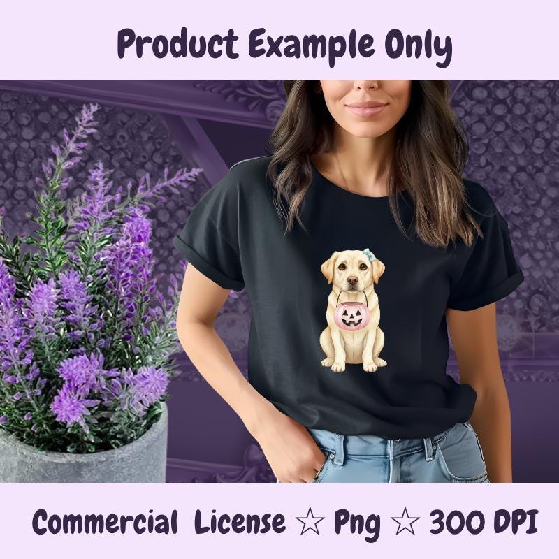 Labrador Halloween PNG, Yellow Lab Dog Clipart with Pumpkin, Cute Fall Sublimation Design, Digital Download for Crafters
