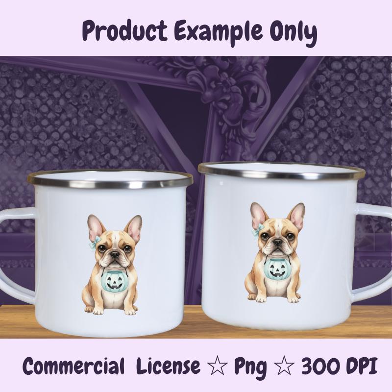 French Bulldog Halloween PNG, Cute Frenchie Clipart with Pumpkin Bucket, Dog Mom Fall Sublimation Design, Digital Download