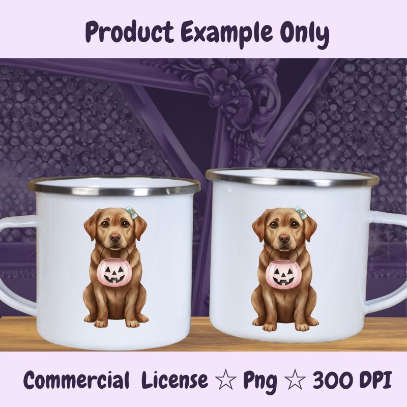 Chocolate Labrador Halloween PNG, Fall Dog Clipart with Pumpkin Bucket, Cute Lab Sublimation Design, Digital Download