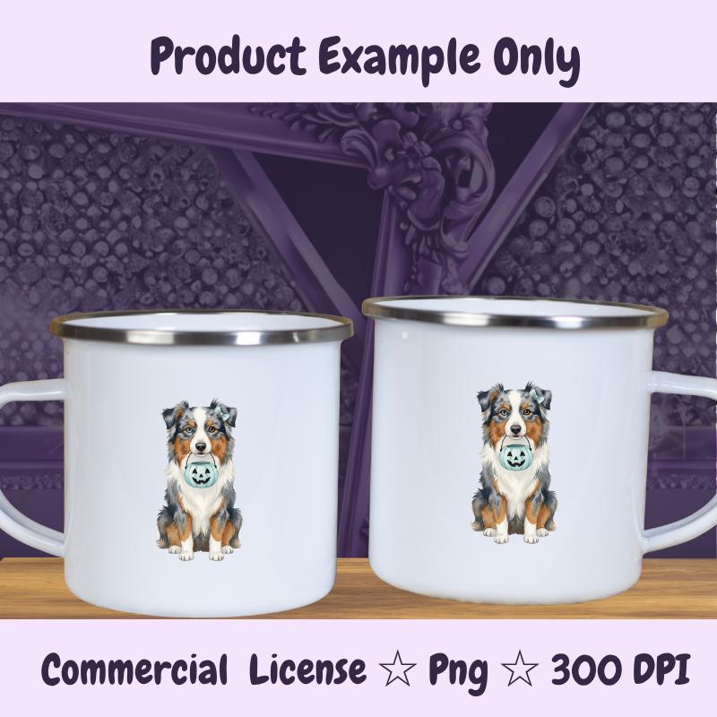 Australian Shepherd Halloween PNG, Blue Merle Dog Clipart with Pumpkin, Fall Dog Mom Sublimation Design, Digital Download