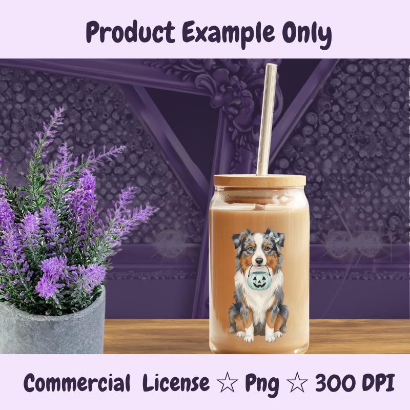 Australian Shepherd Halloween PNG, Blue Merle Dog Clipart with Pumpkin, Fall Dog Mom Sublimation Design, Digital Download