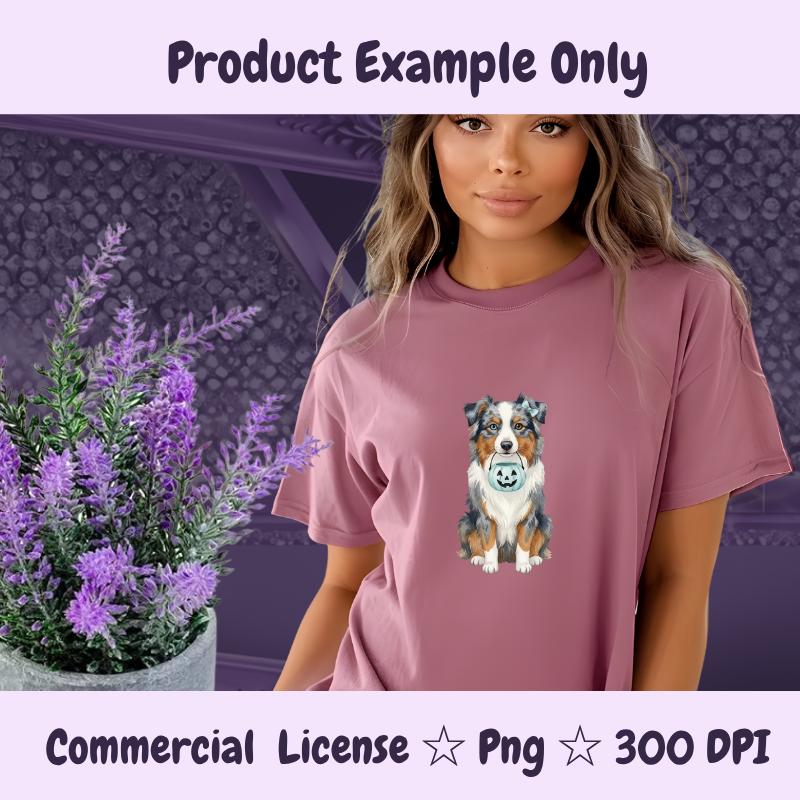 Australian Shepherd Halloween PNG, Blue Merle Dog Clipart with Pumpkin, Fall Dog Mom Sublimation Design, Digital Download