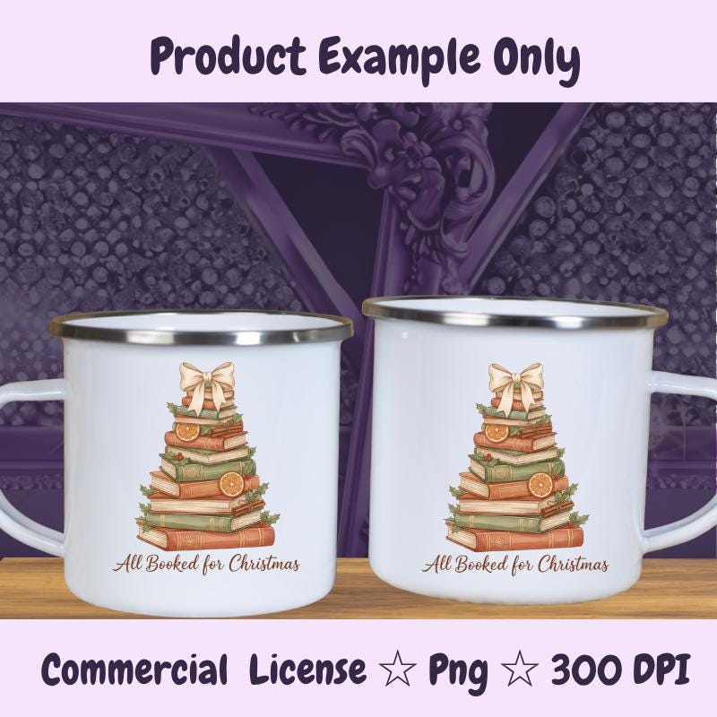 All Booked for Christmas PNG, Book Lover Holiday Clipart, Cozy Book Tree Sublimation Design, Vintage Christmas Stack Books Art