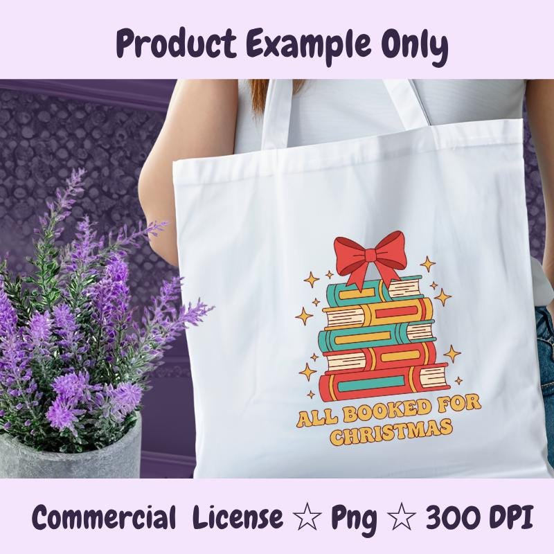 All Booked for Christmas PNG, Retro Book Lover Holiday Clipart, Colorful Christmas Books Sublimation Design, Digital Download