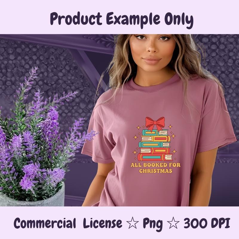 All Booked for Christmas PNG, Retro Book Lover Holiday Clipart, Colorful Christmas Books Sublimation Design, Digital Download