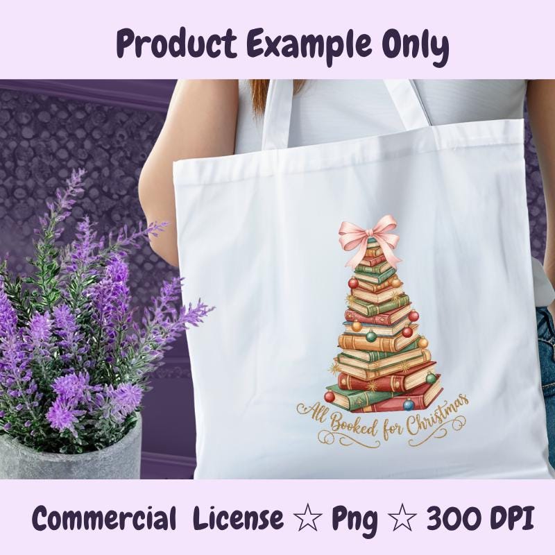 All Booked for Christmas PNG, Holiday Book Stack Tree Clipart, Red and Green Christmas Sublimation Design, Book Lover Digital Download