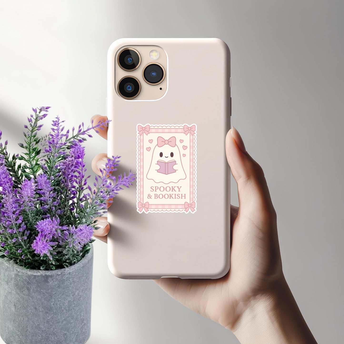 Spooky & Bookish Sticker • Cute Ghost Reading Vinyl Decal • Halloween Book Lover Gift • Waterproof Journal Laptop Sticker