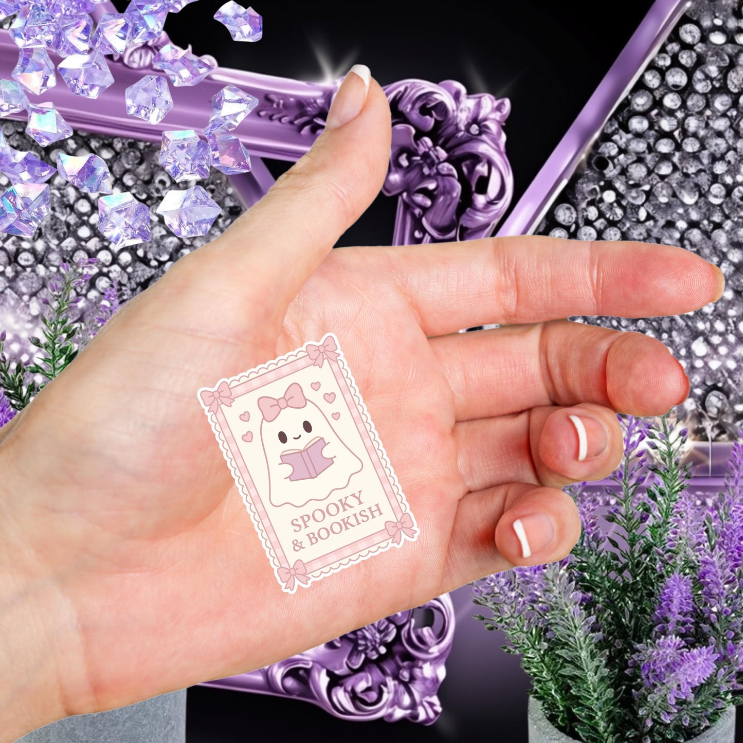Spooky & Bookish Sticker • Cute Ghost Reading Vinyl Decal • Halloween Book Lover Gift • Waterproof Journal Laptop Sticker