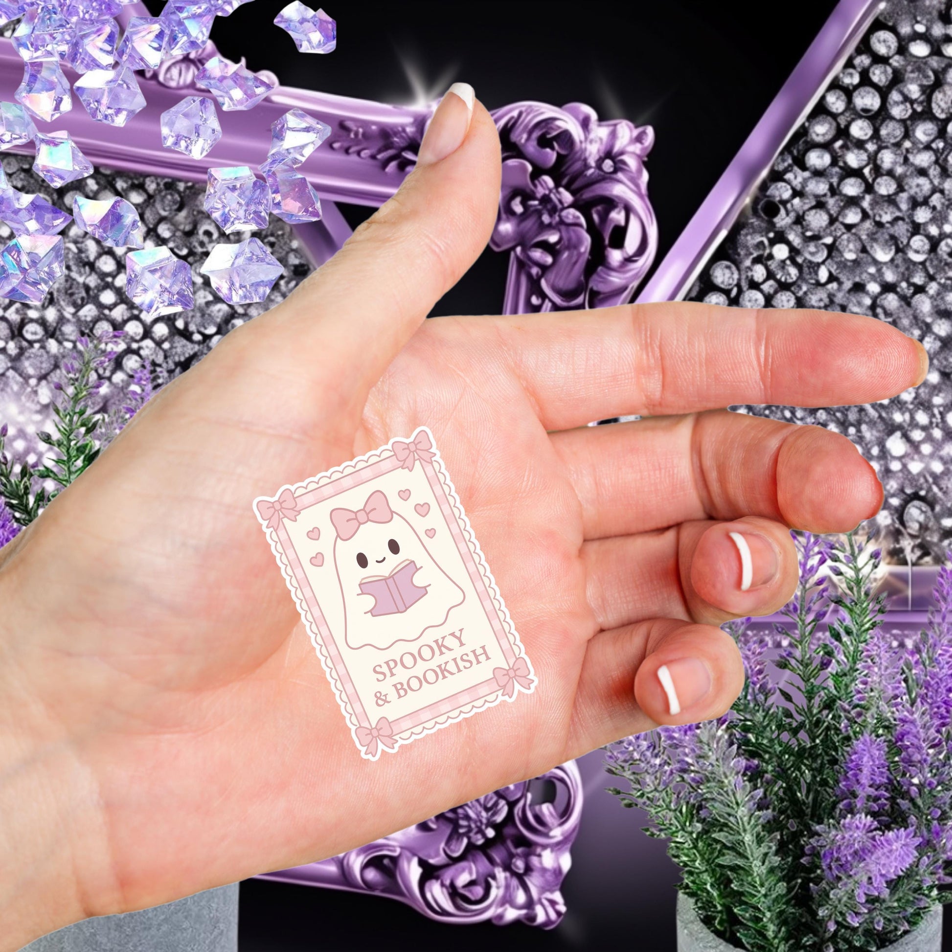 Spooky & Bookish Sticker • Cute Ghost Reading Vinyl Decal • Halloween Book Lover Gift • Waterproof Journal Laptop Sticker