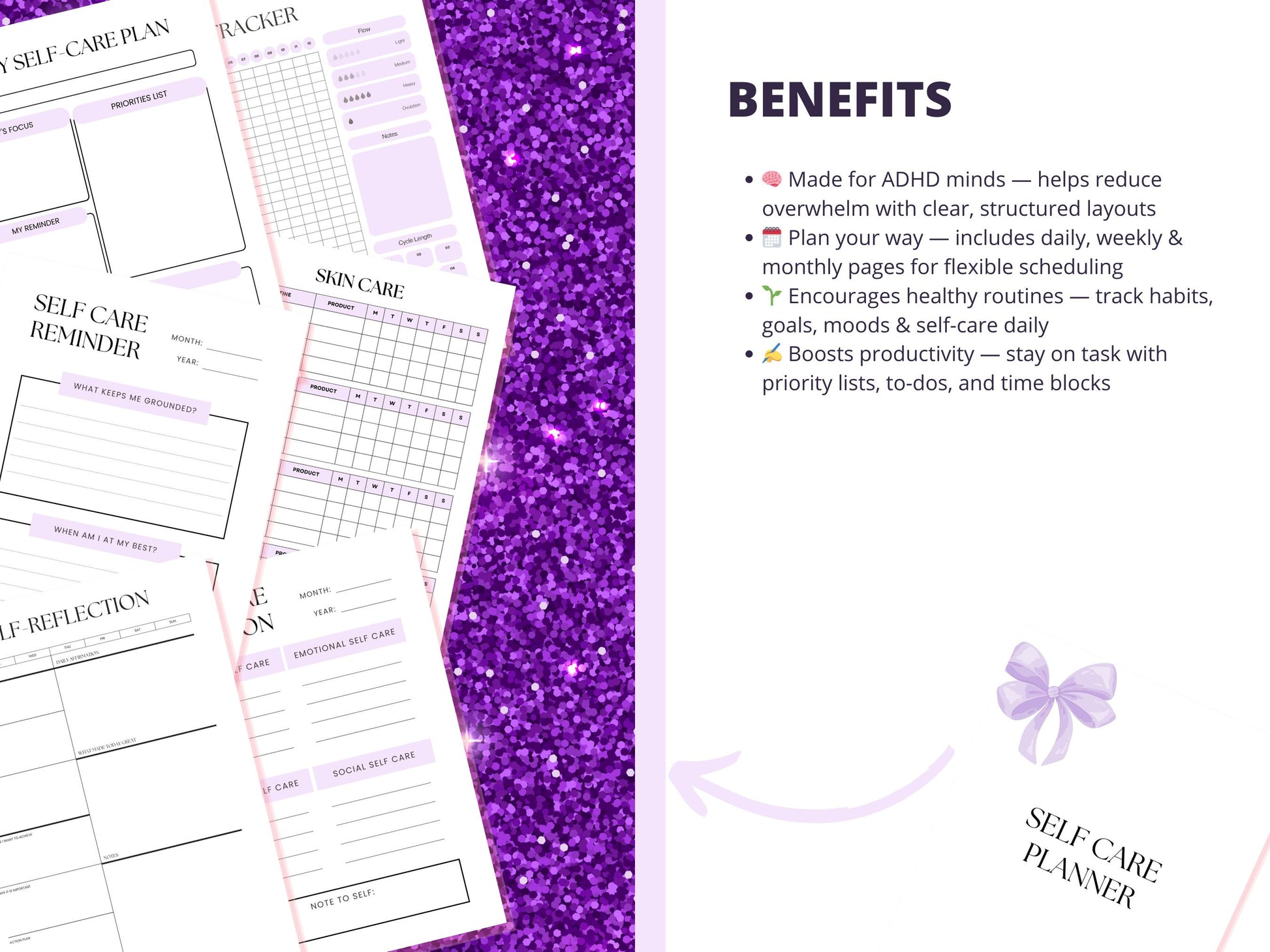 2026 ADHD Digital Planner Printable | Focused Productivity Journal with Monthly Weekly Daily Layouts for Adults & Teens