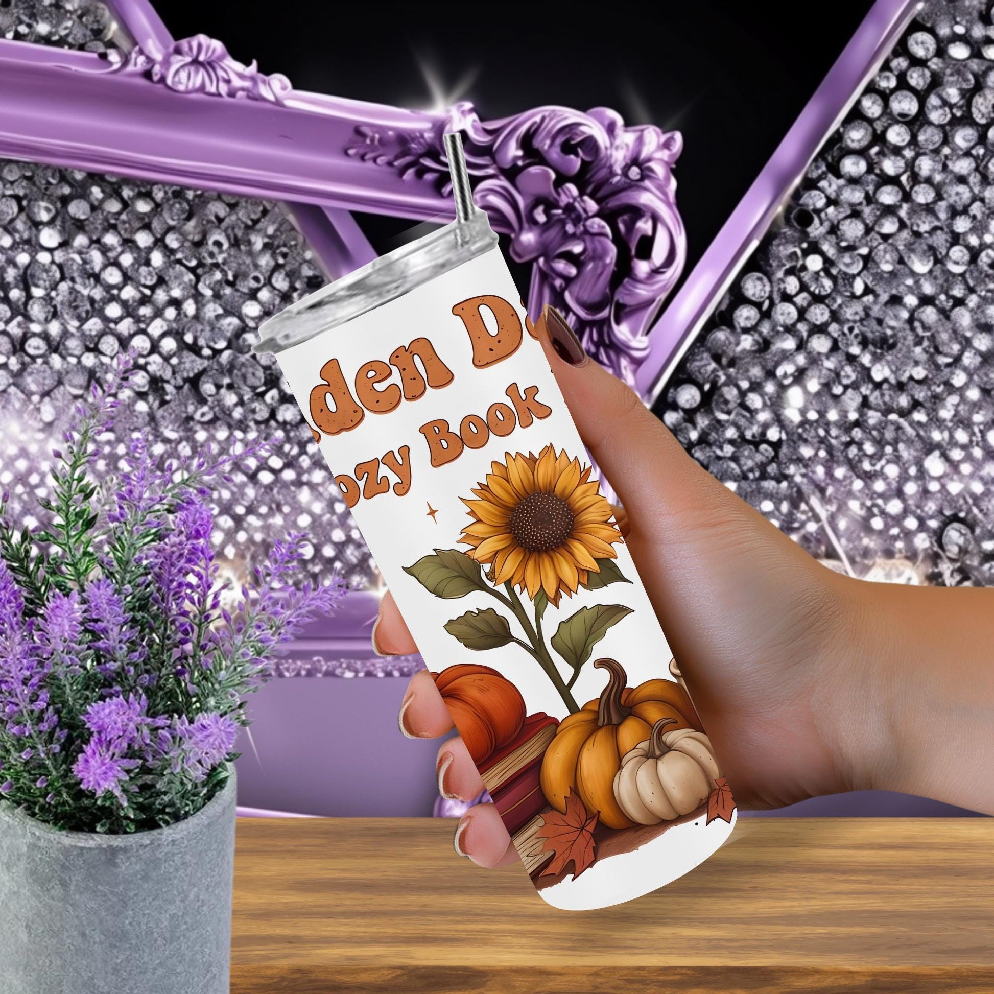 Fall Book Lover Tumbler – 20oz Golden Days Mug – Cozy Reading Cup, Autumn Aesthetic Gift, Bookish Coffee Tumbler, Pumpkin Spice Vibes