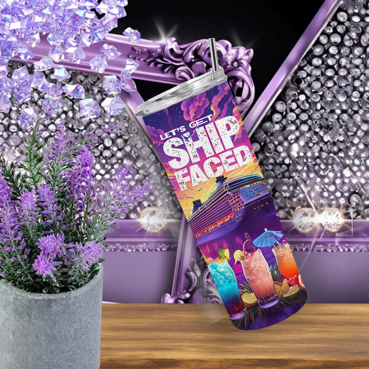 Let's Get Ship Faced 20 oz Stainless Steel Tumbler for Cruise Lovers - Fun Nautical Drinkware