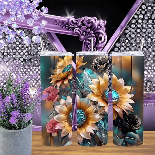 Vibrant Blooms: Elegant Floral 20 oz Tumbler - Carry the Beauty of Nature