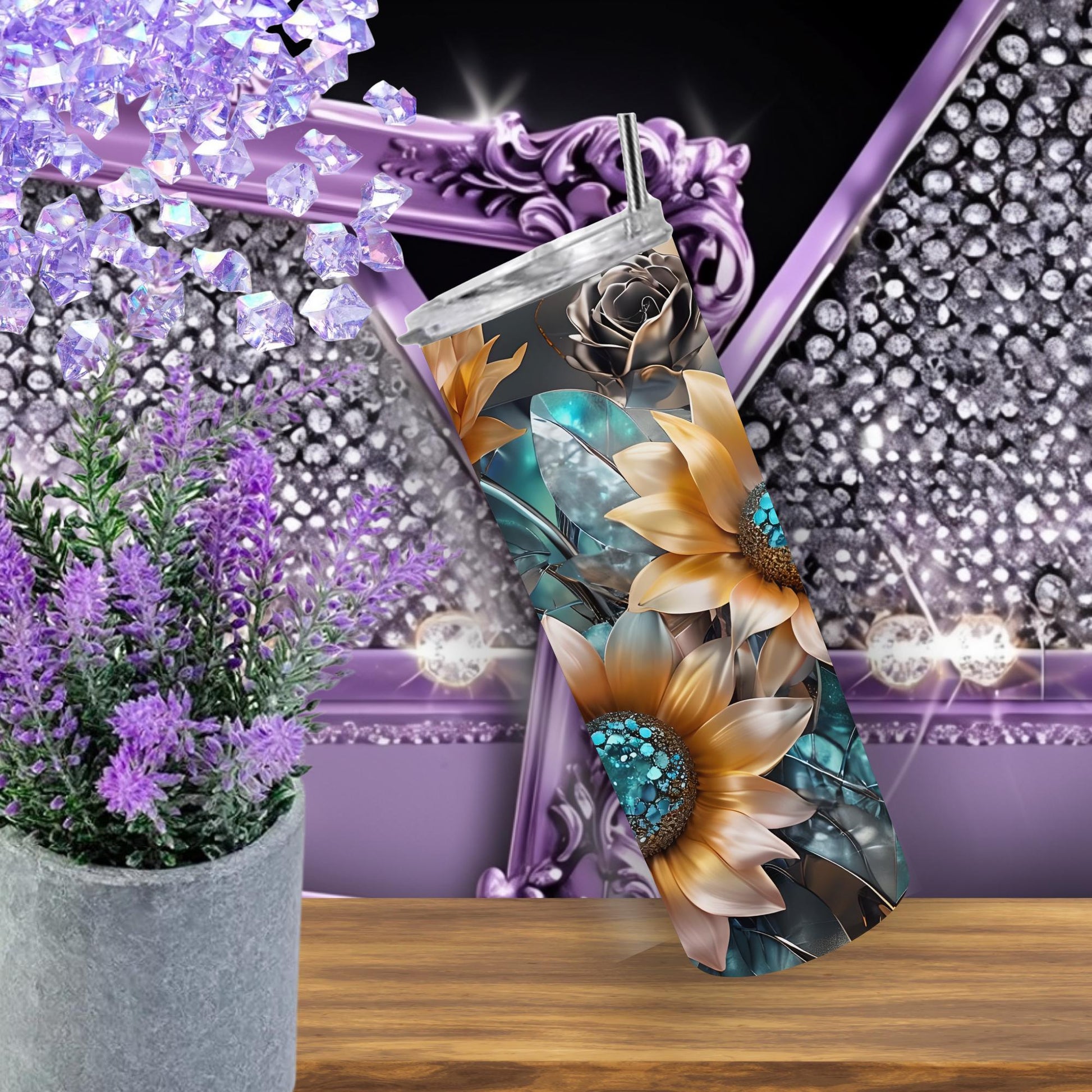 Vibrant Blooms: Elegant Floral 20 oz Tumbler - Carry the Beauty of Nature