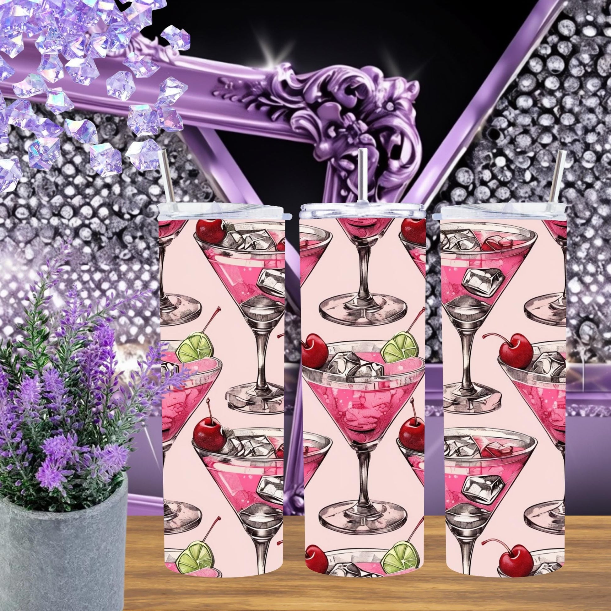 Cheers to Style: Pink Martini Pattern 20 oz Tumbler - Sip in Sweet Sophistication