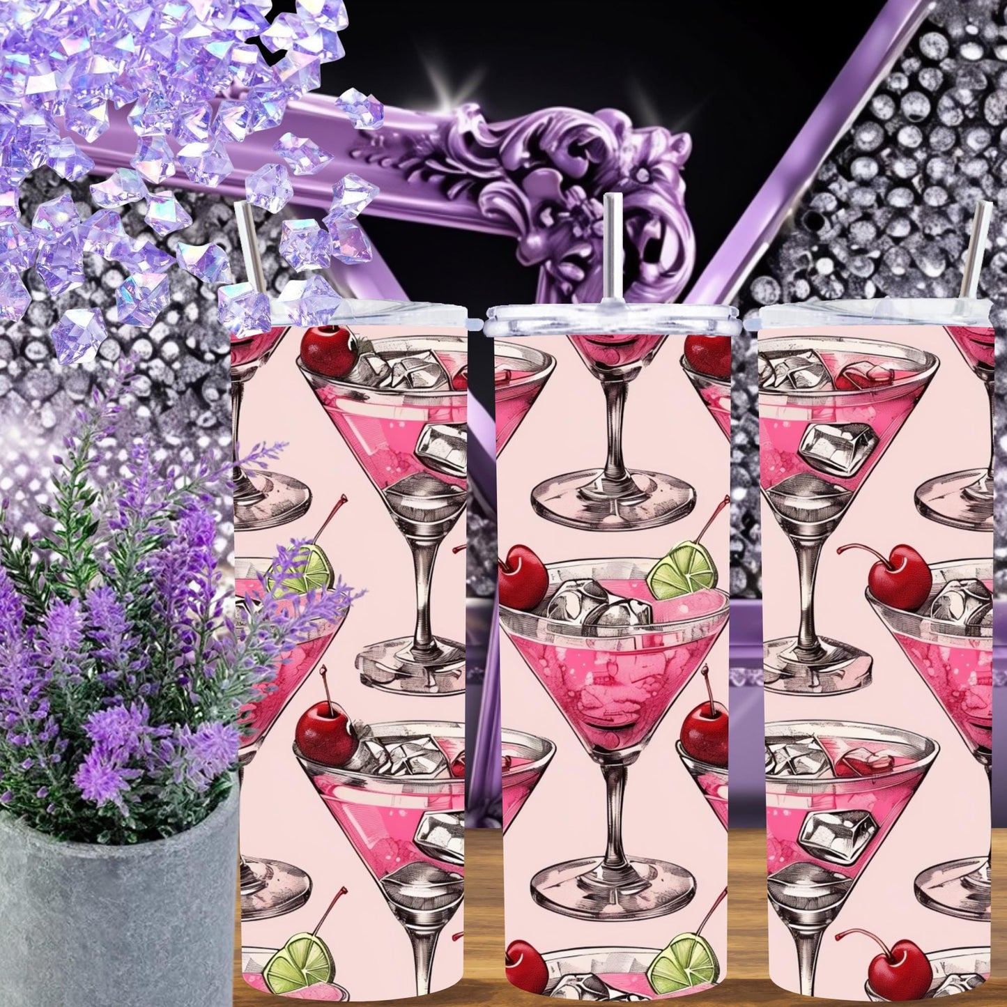 Cheers to Style: Pink Martini Pattern 20 oz Tumbler - Sip in Sweet Sophistication