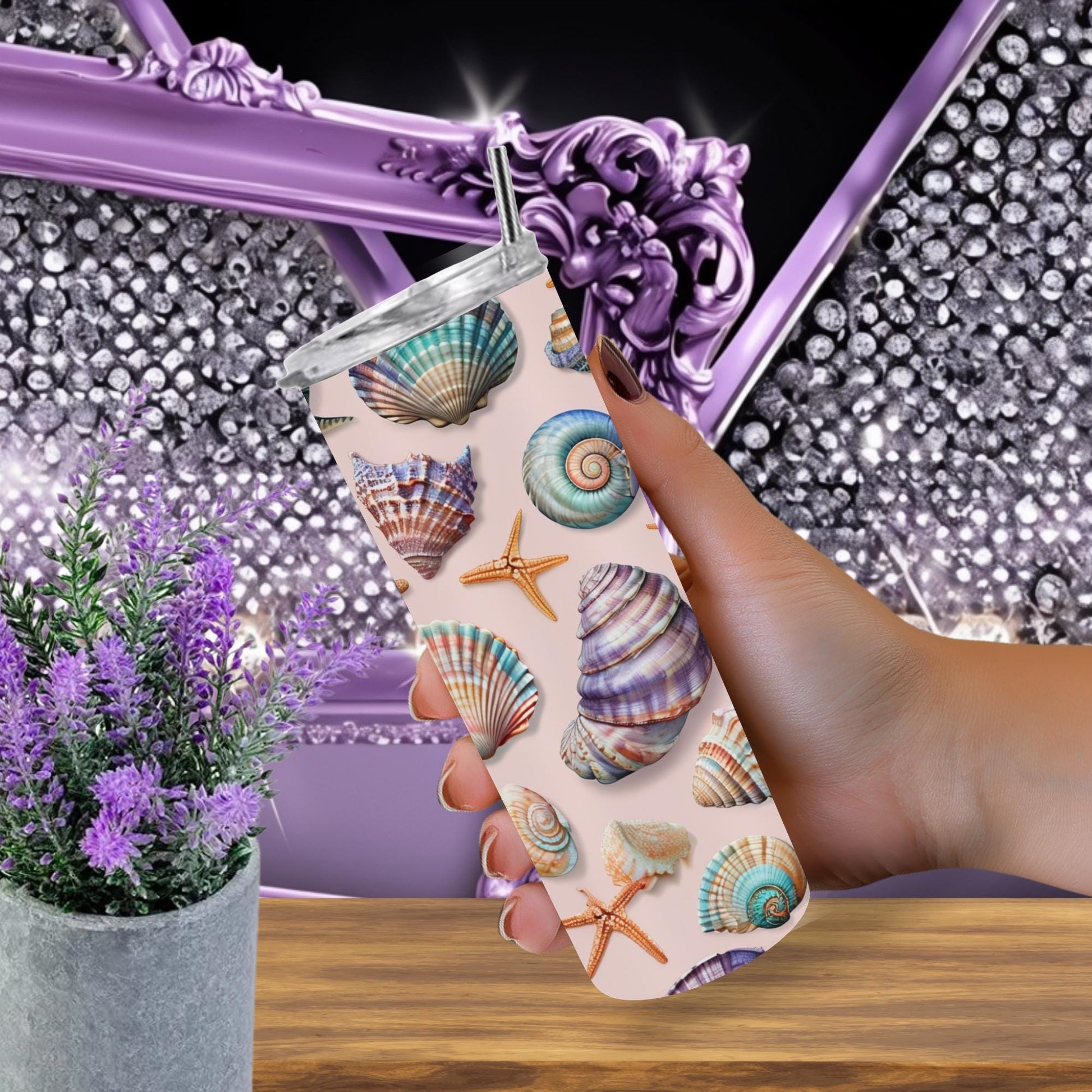 Beautiful Seashell Design 20 oz Stainless Steel Tumbler - Coastal Style Drinkware