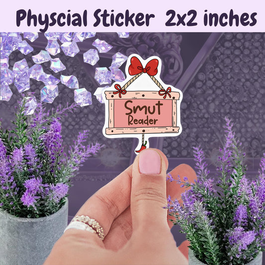 Smut Reader Hanging Sign Sticker: Spicy Romance Book Club, Coquette Style