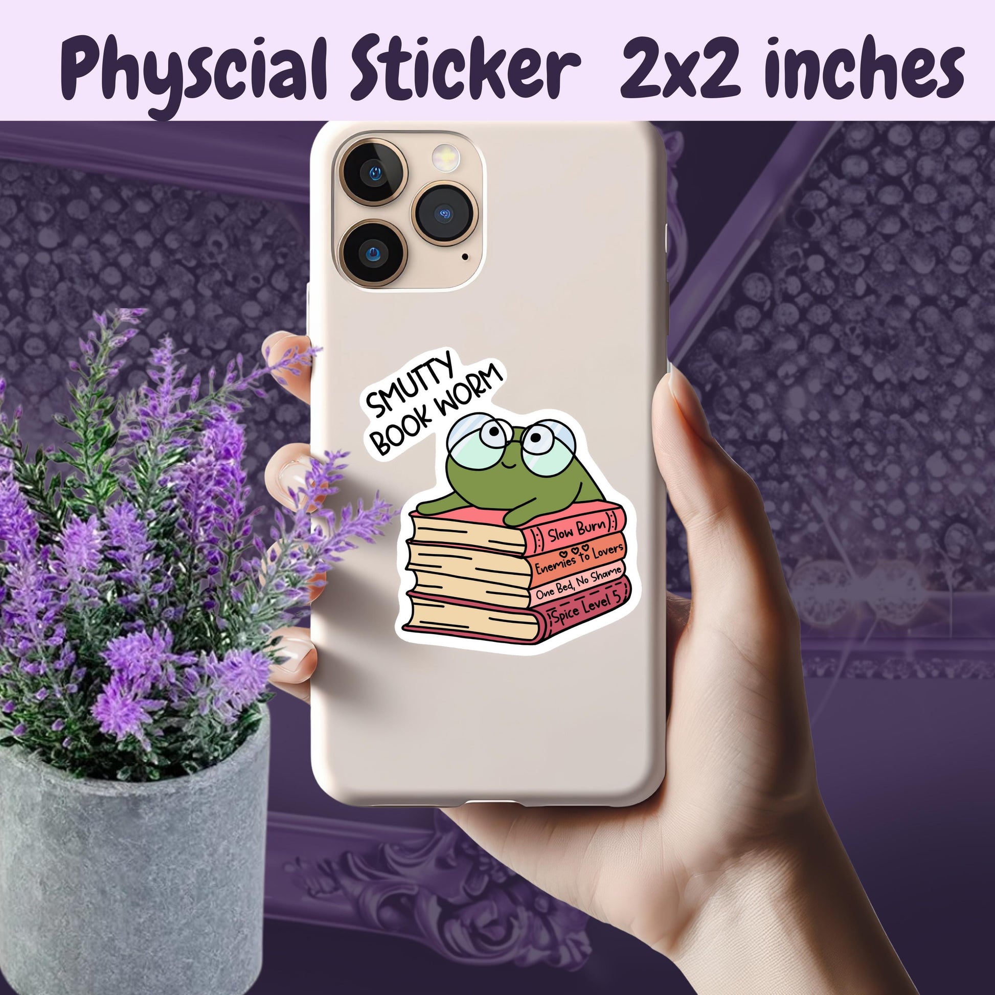 Smutty Book Worm Frog Sticker: Spicy Romance Reader Kindle Decal