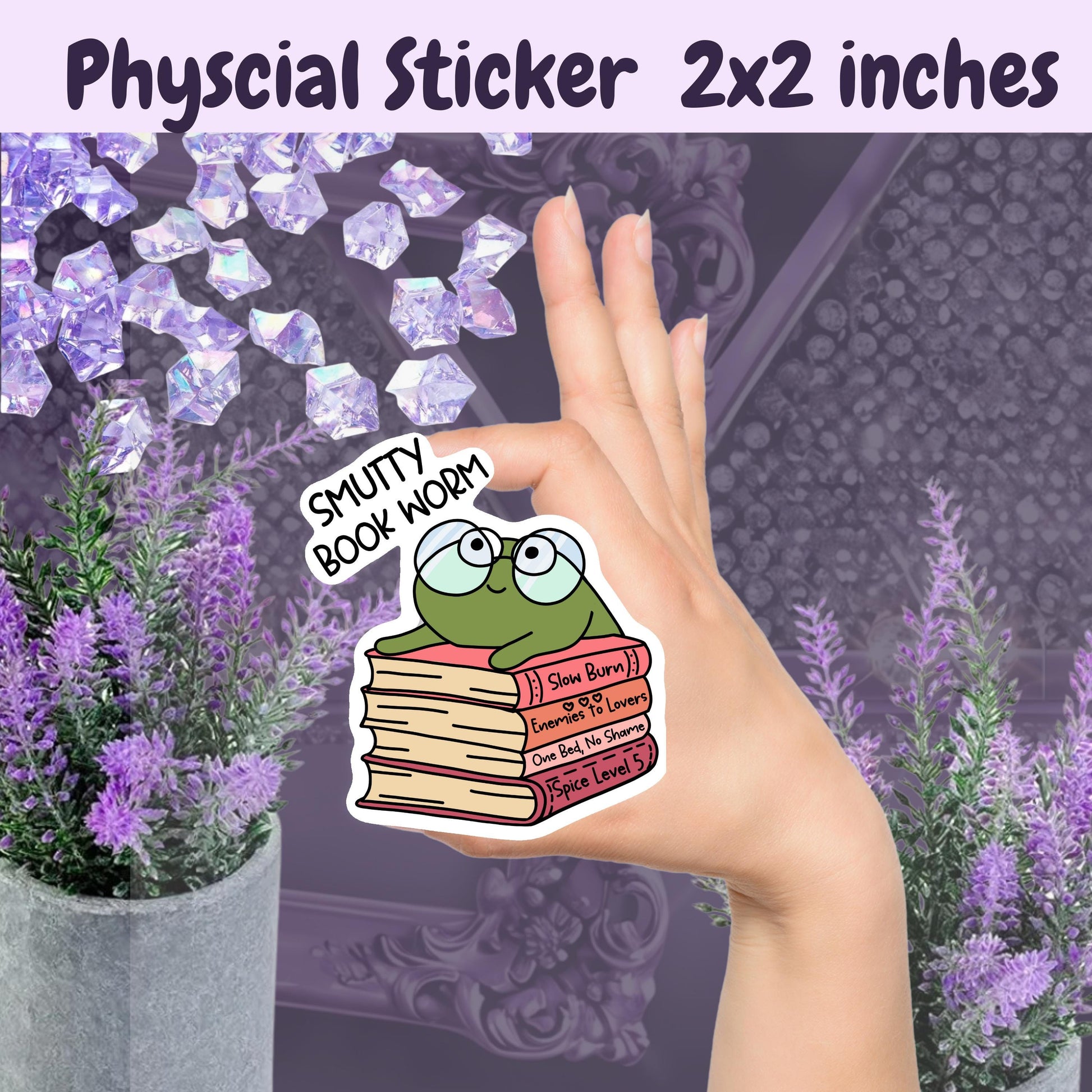 Smutty Book Worm Frog Sticker: Spicy Romance Reader Kindle Decal