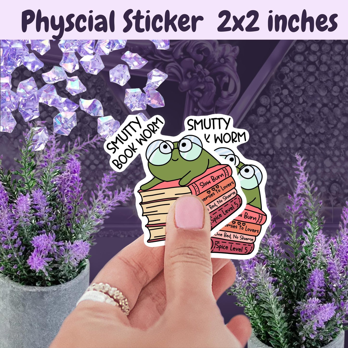 Smutty Book Worm Frog Sticker: Spicy Romance Reader Kindle Decal