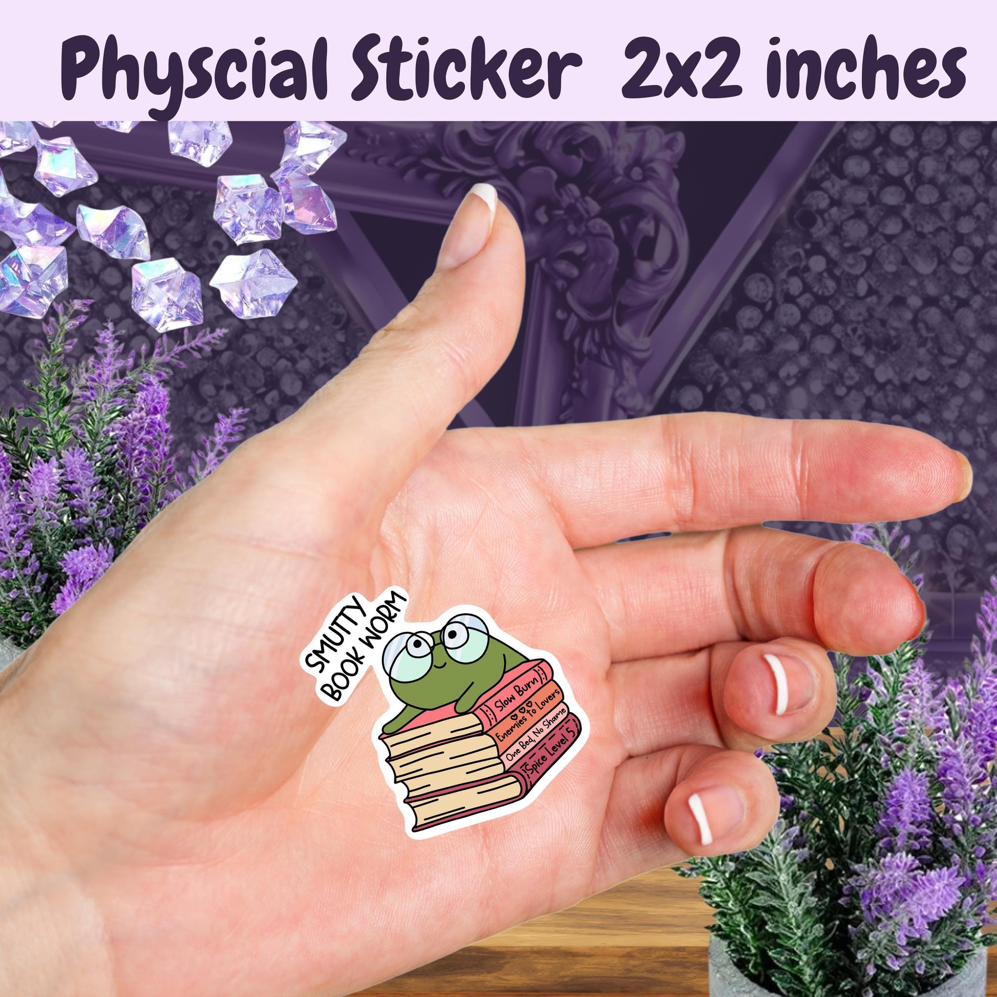 Smutty Book Worm Frog Sticker: Spicy Romance Reader Kindle Decal