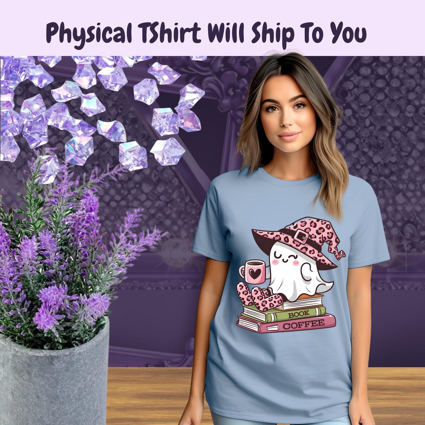 Cute Halloween Coffee Shirt, Spooky Ghost Reading Tee, Vintage Style Halloween Shirt, Cozy Ghost, Book Club Shirt