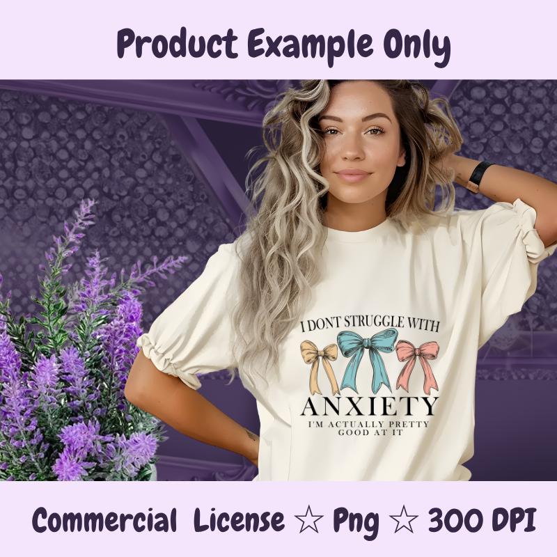 Funny Anxiety PNG | Pastel Bow Mental Health Quote | Sarcastic Sublimation Design | Cute But Anxious PNG | 300 DPI Digital Download