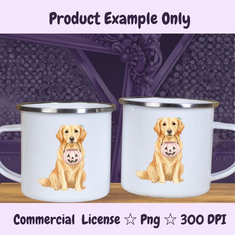 Golden Retriever Halloween PNG, Cute Dog Clipart with Pumpkin, Fall Dog Sublimation, Trick or Treat Digital Download