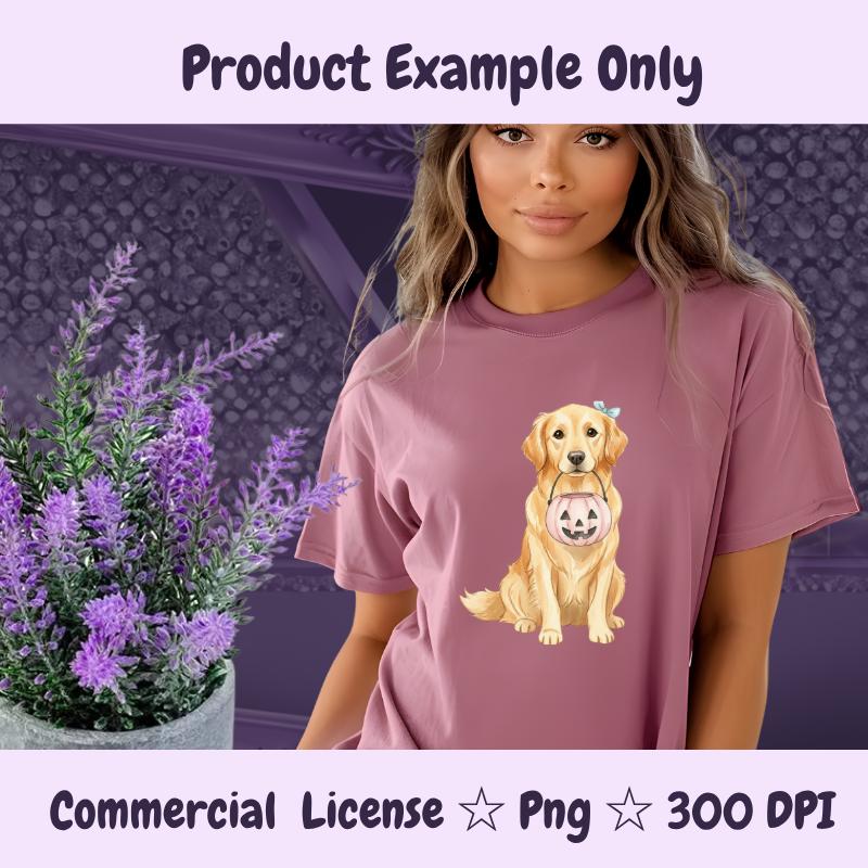 Golden Retriever Halloween PNG, Cute Dog Clipart with Pumpkin, Fall Dog Sublimation, Trick or Treat Digital Download