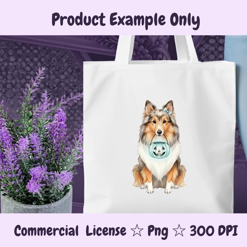 Shetland Sheepdog Halloween PNG, Sheltie Dog Clipart with Pumpkin, Fall Dog Sublimation Design, Digital Download