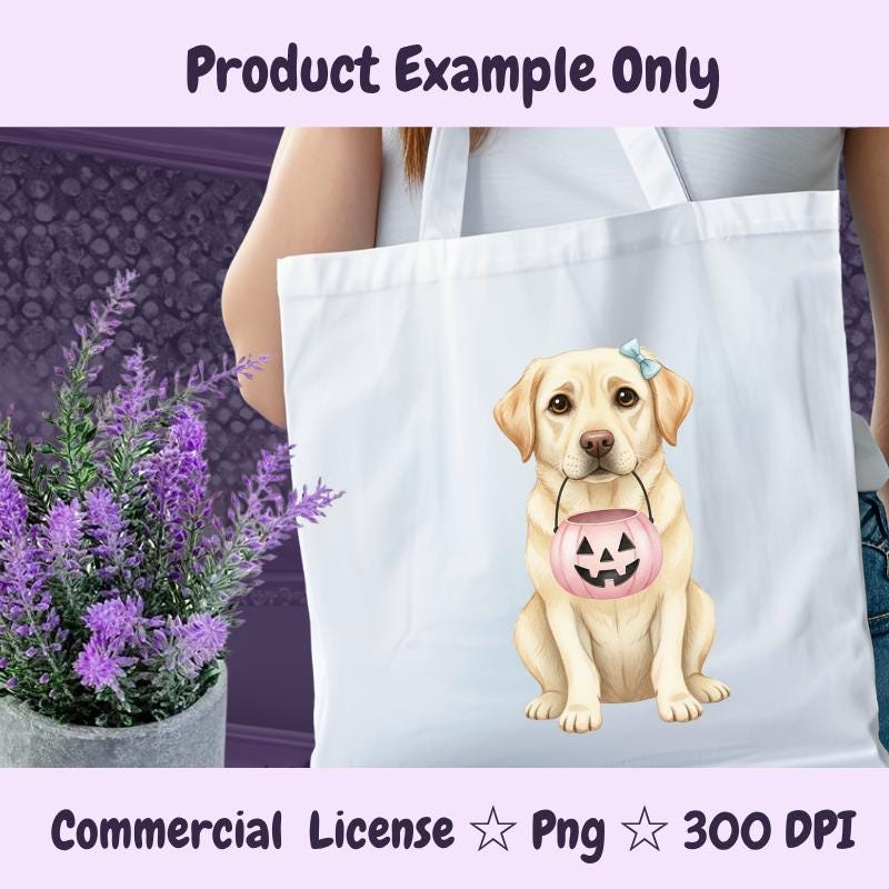 Labrador Halloween PNG, Yellow Lab Dog Clipart with Pumpkin, Cute Fall Sublimation Design, Digital Download for Crafters