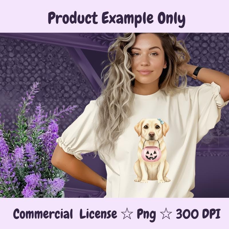 Labrador Halloween PNG, Yellow Lab Dog Clipart with Pumpkin, Cute Fall Sublimation Design, Digital Download for Crafters