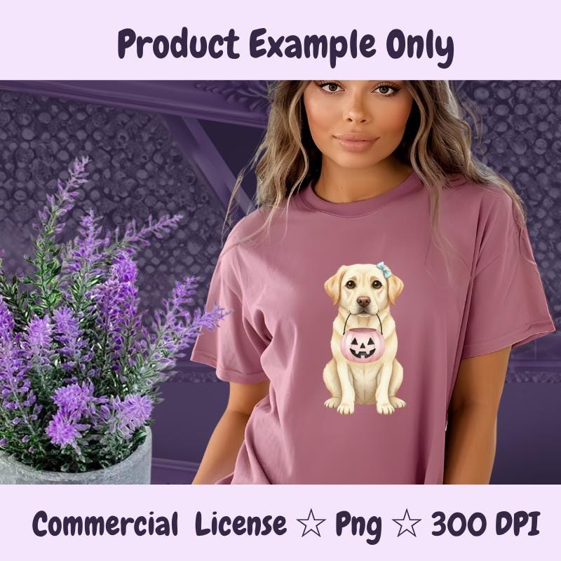 Labrador Halloween PNG, Yellow Lab Dog Clipart with Pumpkin, Cute Fall Sublimation Design, Digital Download for Crafters