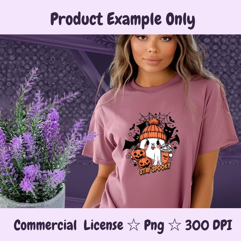 Cute Ghost Halloween PNG, Stay Spooky Sublimation Design, Fall Coffee Ghost Clipart, Kawaii Halloween Digital Download