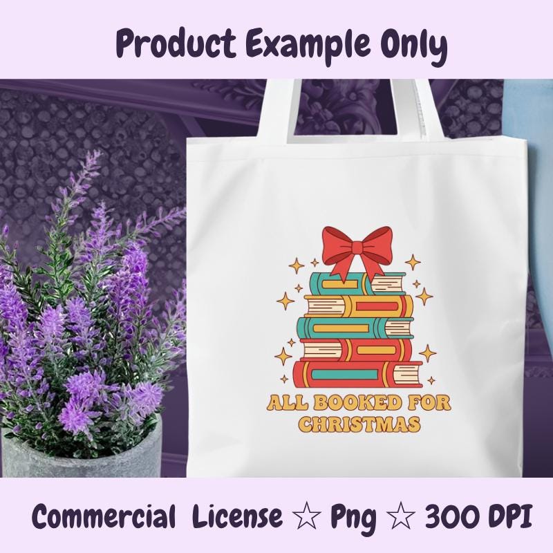 All Booked for Christmas PNG, Retro Book Lover Holiday Clipart, Colorful Christmas Books Sublimation Design, Digital Download